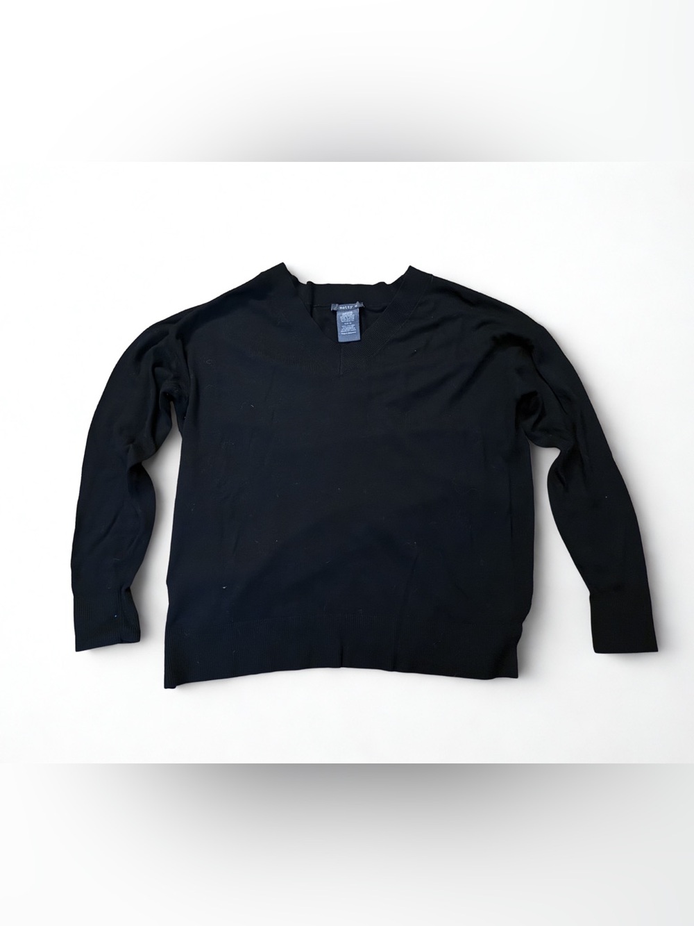 Matty M Black V-Neck Sweater Size M | Lightweight Knit Pullover